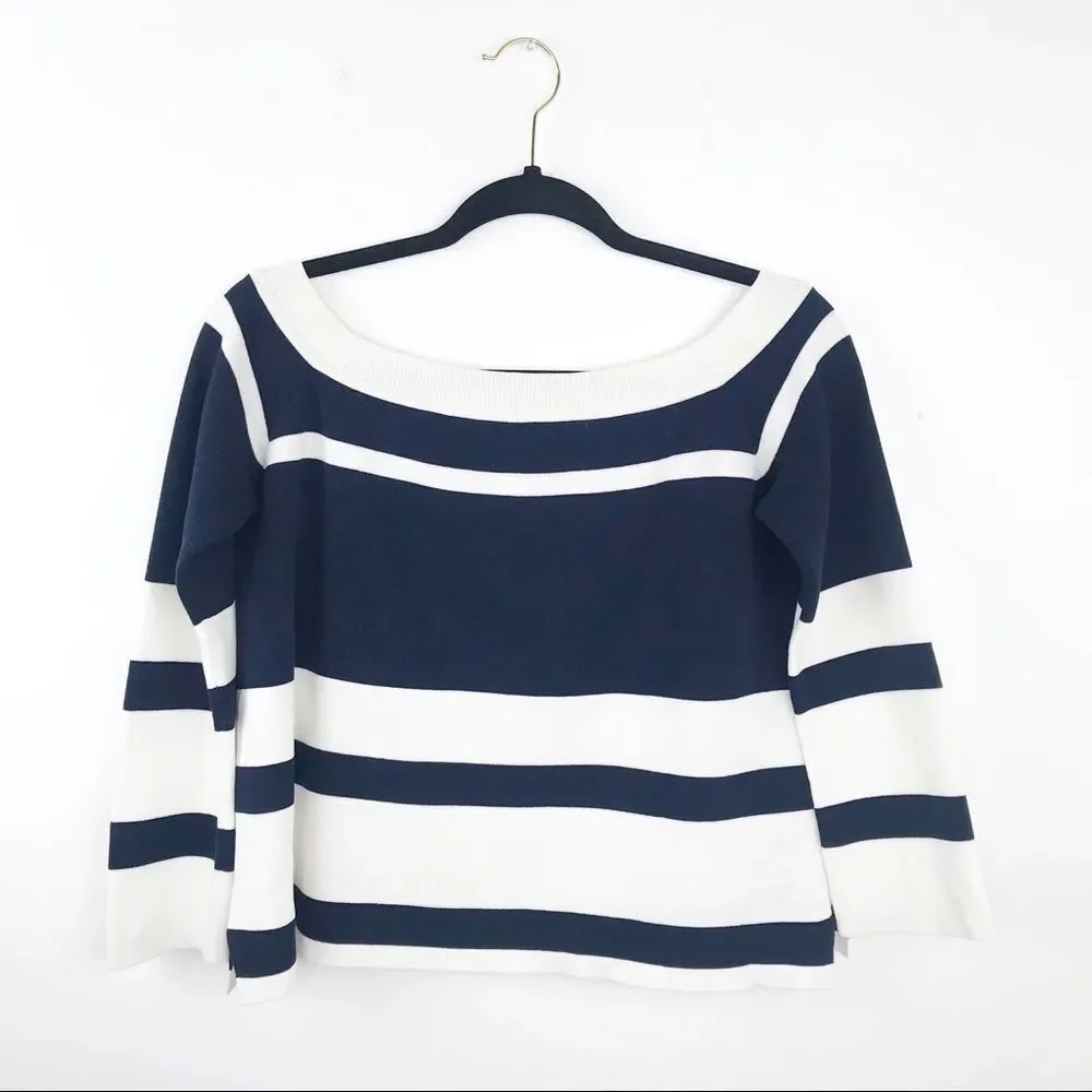 J. Crew striped off shoulder‎ knit top